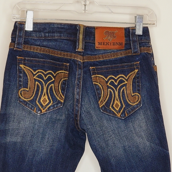 MEK USA DNM Designer Denim Jeans Gold Accent Niort Straight Leg Size 25x34 - Picture 5 of 15